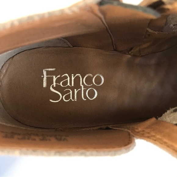 FRANCO SARTO RORY Tan Suede laser cut ankle boots Size 7 booties - Picture 4 of 15